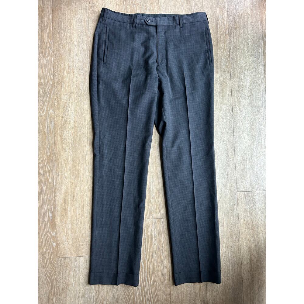 PRADA Milano designer luxury Gray Wool Dress Pants Trousers Cuffed Italy career